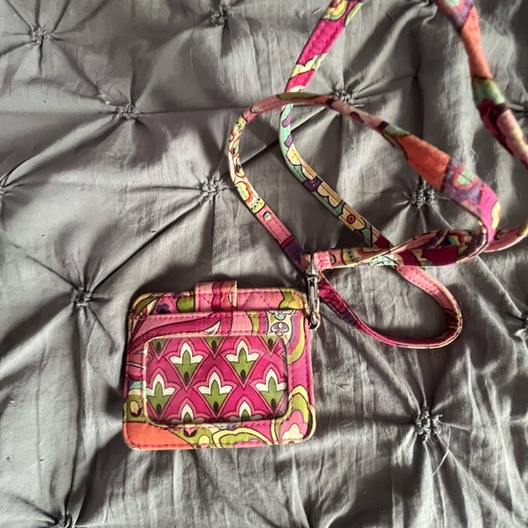 Vera Bradley Pink and Green Floral Crossbody Wallet - Picture 2 of 2